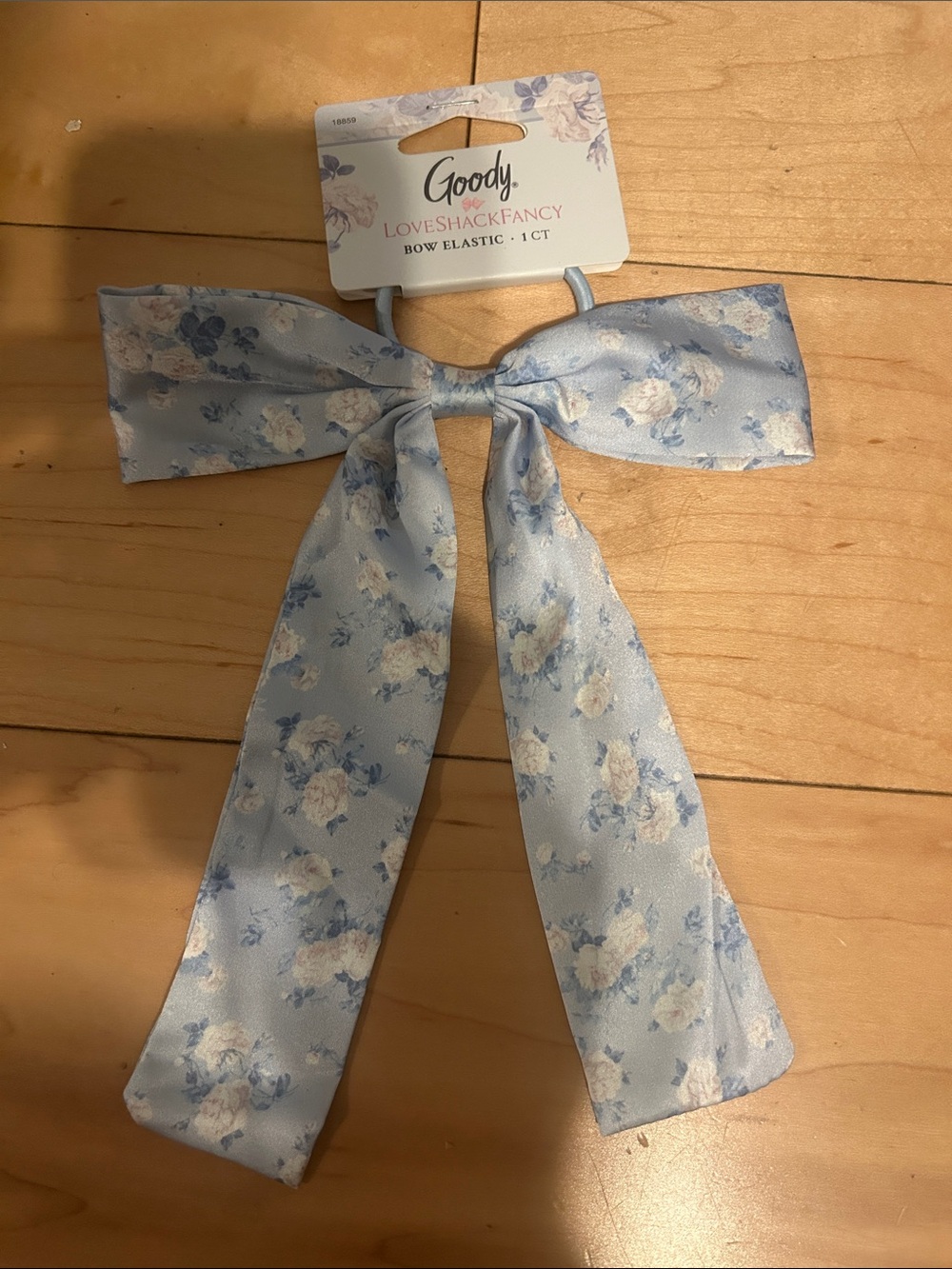 Goody Light Blue Floral Bow Elastic Hair Accessory